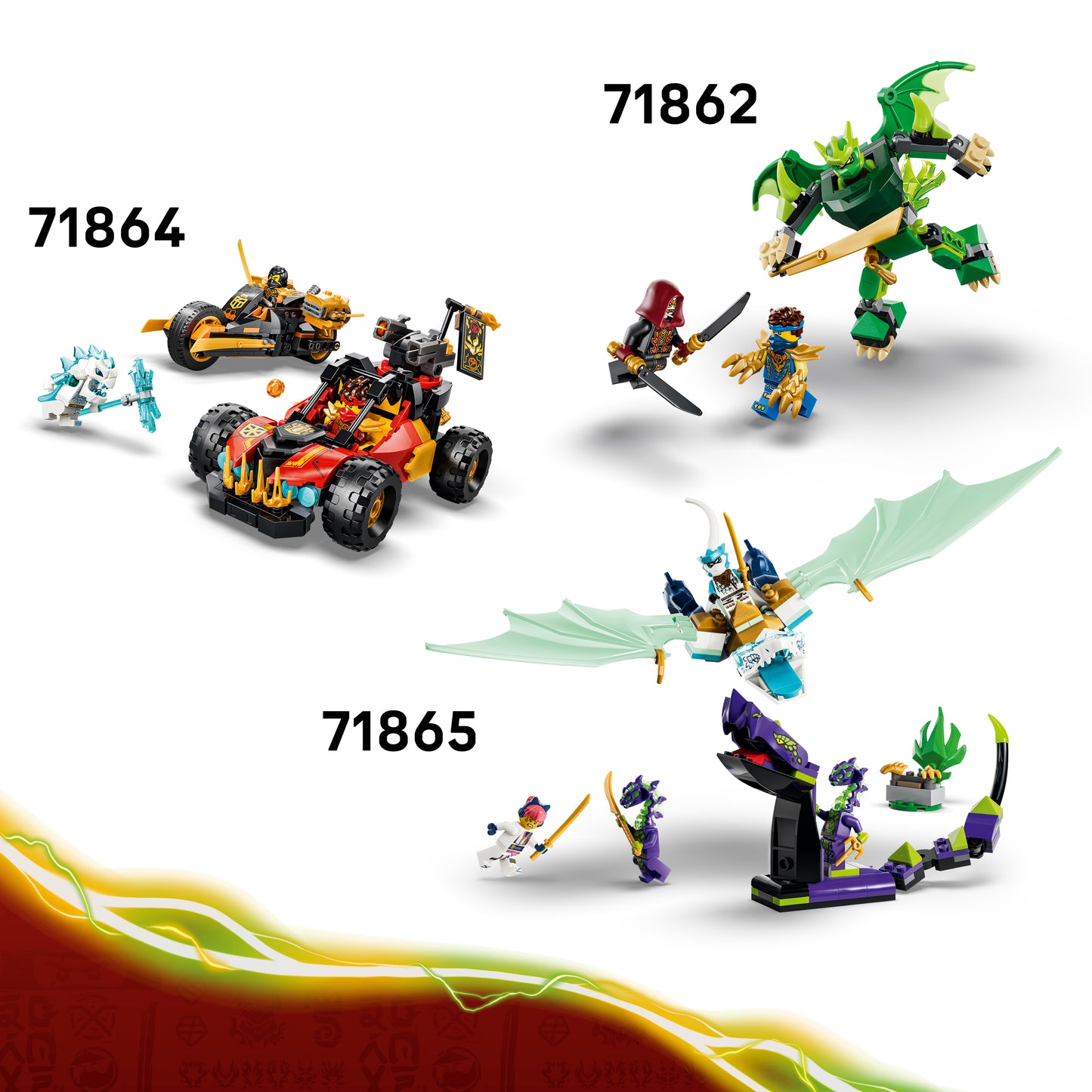 LEGO NINJAGO Zilvar en Grimtak het Drakenbeest - Bouwpakket voor Kinderen - Speelgoed Draak Actiefiguur met 3 Minifiguren - Cadeau voor Jongens en Meisjes Vanaf 7 Jaar - 71863