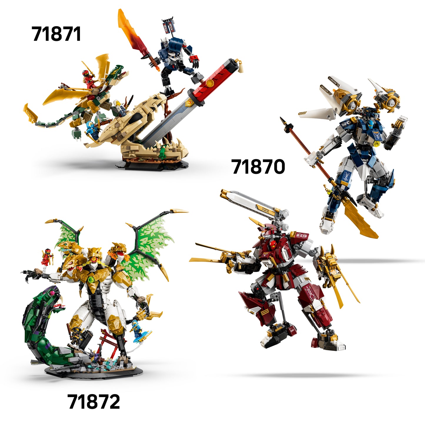 LEGO NINJAGO Strijd bij het Drakenzwaard Bouwpakket voor Kinderen Vanaf 9 Jaar met Actiefiguren met 3 Verschillende Poses - Kinderkamer Decoratie - Cadeau voor Jongens en Meisjes - 71871