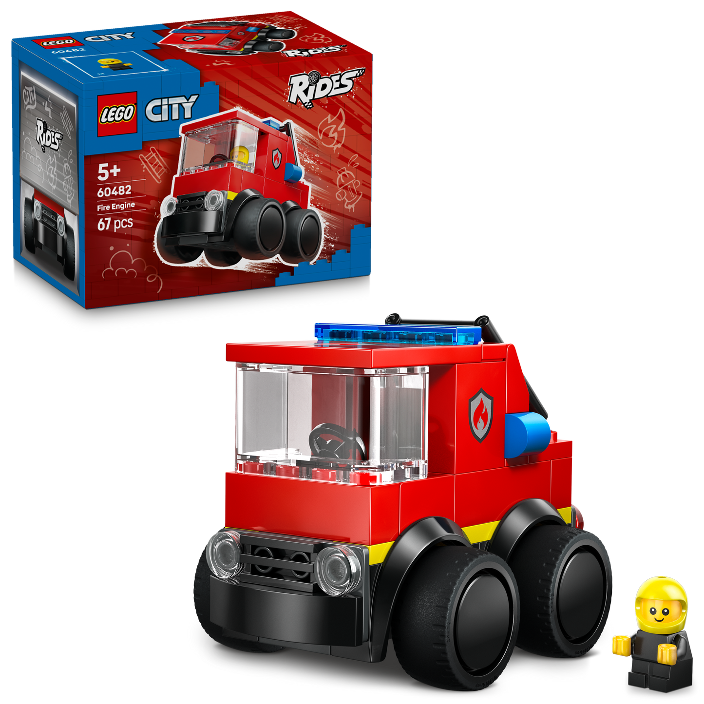LEGO® City Voertuigen – Brandweerwagen - Mini Autobouwset met een Minifiguur van een Brandweerman - 60482