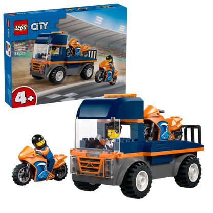 LEGO® City Transportwagen voor Motoren - Bouwset met Speelgoedvoertuig - Dieplader - 2 Minifiguren - 60491
