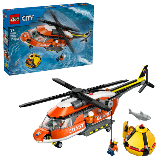 LEGO® City Kustwacht Helikopter - Bouw- en Speelset - Hulpdienstvoertuig - Speelgoed met 4 Minifiguren - 60503