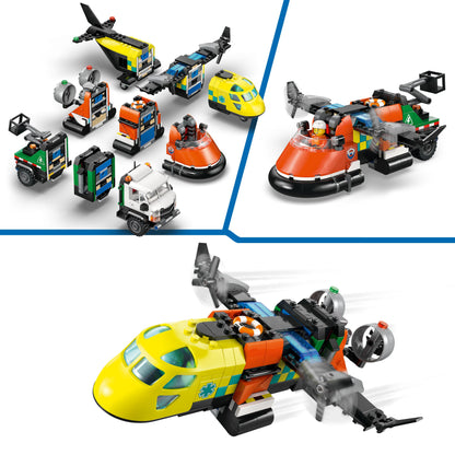 LEGO® City Vliegtuig, Servicewagen en Hovercraft Remix - Bouw- en Speelset met Hulpdienstvoertuigen - 60505