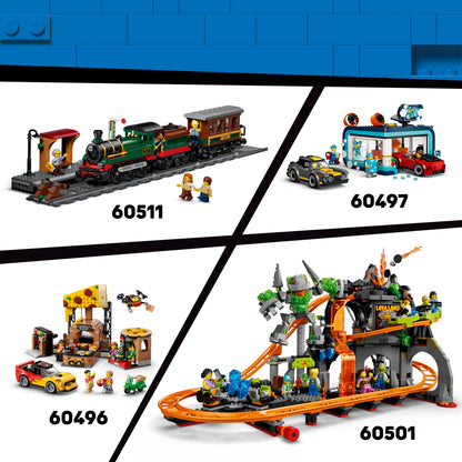 LEGO City Klassieke Strandtram - Bouwpakket voor Kinderen met Spoor, Straatdecor, 5 Minifiguren en 5 Speelgoed Dieren Figuren - Cadeau Voor Jongens en Meisjes Vanaf 7 Jaar - 60506