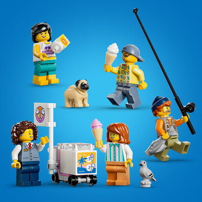 LEGO City Klassieke Strandtram - Bouwpakket voor Kinderen met Spoor, Straatdecor, 5 Minifiguren en 5 Speelgoed Dieren Figuren - Cadeau Voor Jongens en Meisjes Vanaf 7 Jaar - 60506