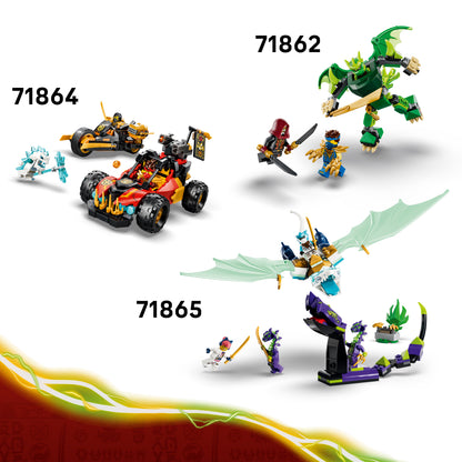 LEGO NINJAGO Zilvar en Grimtak het Drakenbeest - Bouwpakket voor Kinderen - Speelgoed Draak Actiefiguur met 3 Minifiguren - Cadeau voor Jongens en Meisjes Vanaf 7 Jaar - 71863
