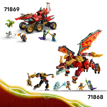 LEGO NINJAGO Land-Bounty - Bouwpakket voor Kinderen Vanaf 9 Jaar met 3 Voertuigen en 6 Minifiguren - Incl. Speelgoed Motor, Terreinbuggy en Schip - Cadeau voor Jongens en Meisjes - 71869