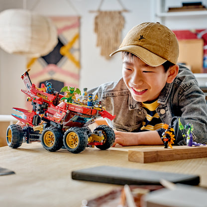 LEGO NINJAGO Land-Bounty - Bouwpakket voor Kinderen Vanaf 9 Jaar met 3 Voertuigen en 6 Minifiguren - Incl. Speelgoed Motor, Terreinbuggy en Schip - Cadeau voor Jongens en Meisjes - 71869
