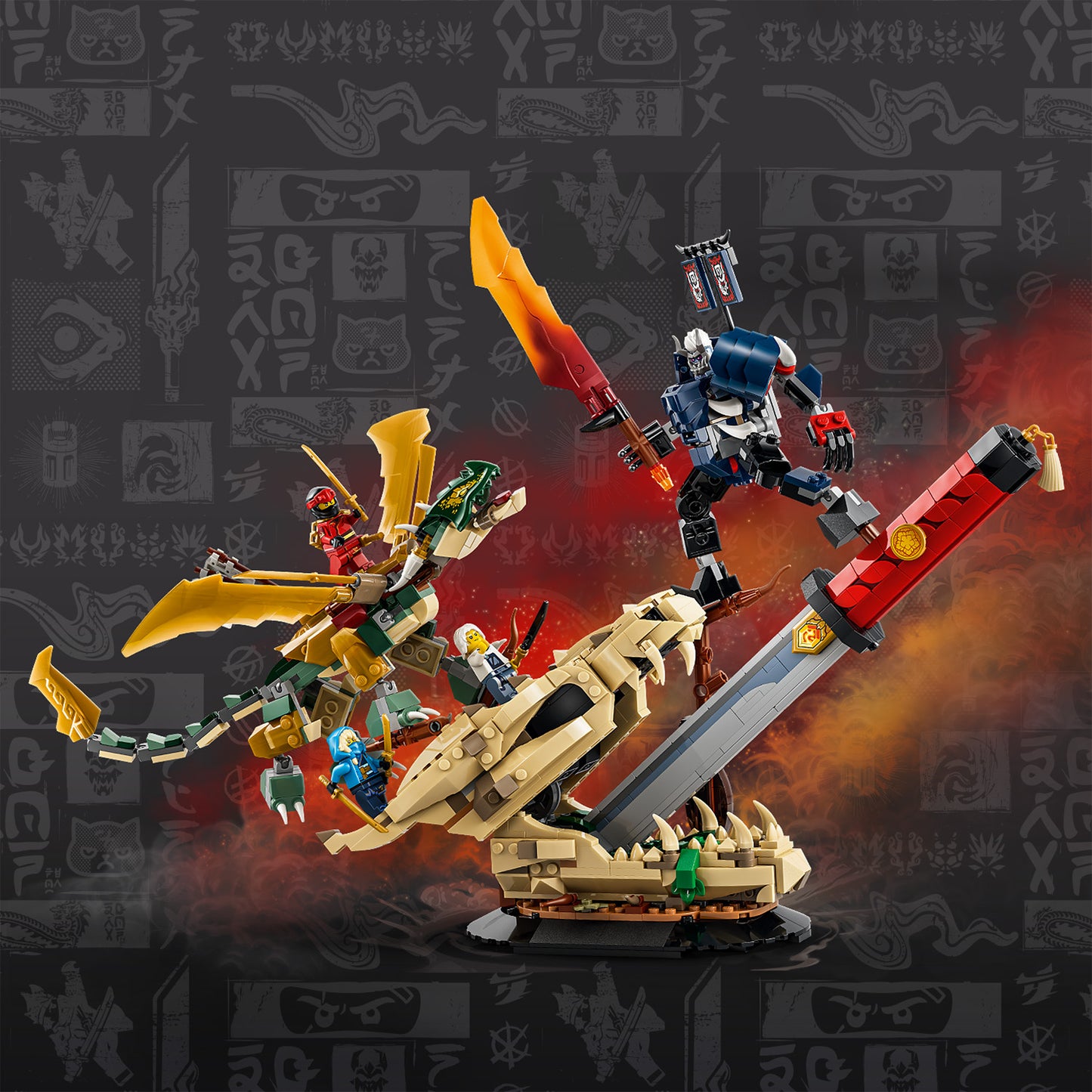 LEGO NINJAGO Strijd bij het Drakenzwaard Bouwpakket voor Kinderen Vanaf 9 Jaar met Actiefiguren met 3 Verschillende Poses - Kinderkamer Decoratie - Cadeau voor Jongens en Meisjes - 71871