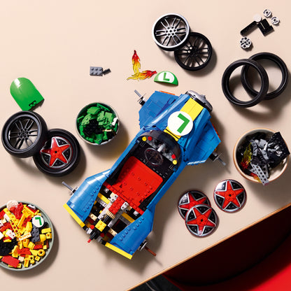 LEGO Mario Kart: Luigi en Mach 8 – Nintendo Personage Displayfiguur en Auto Bouwpakket voor Volwassenen – Verzamelbare Gaming Merchandise – Cadeau-idee voor Fans – 72050