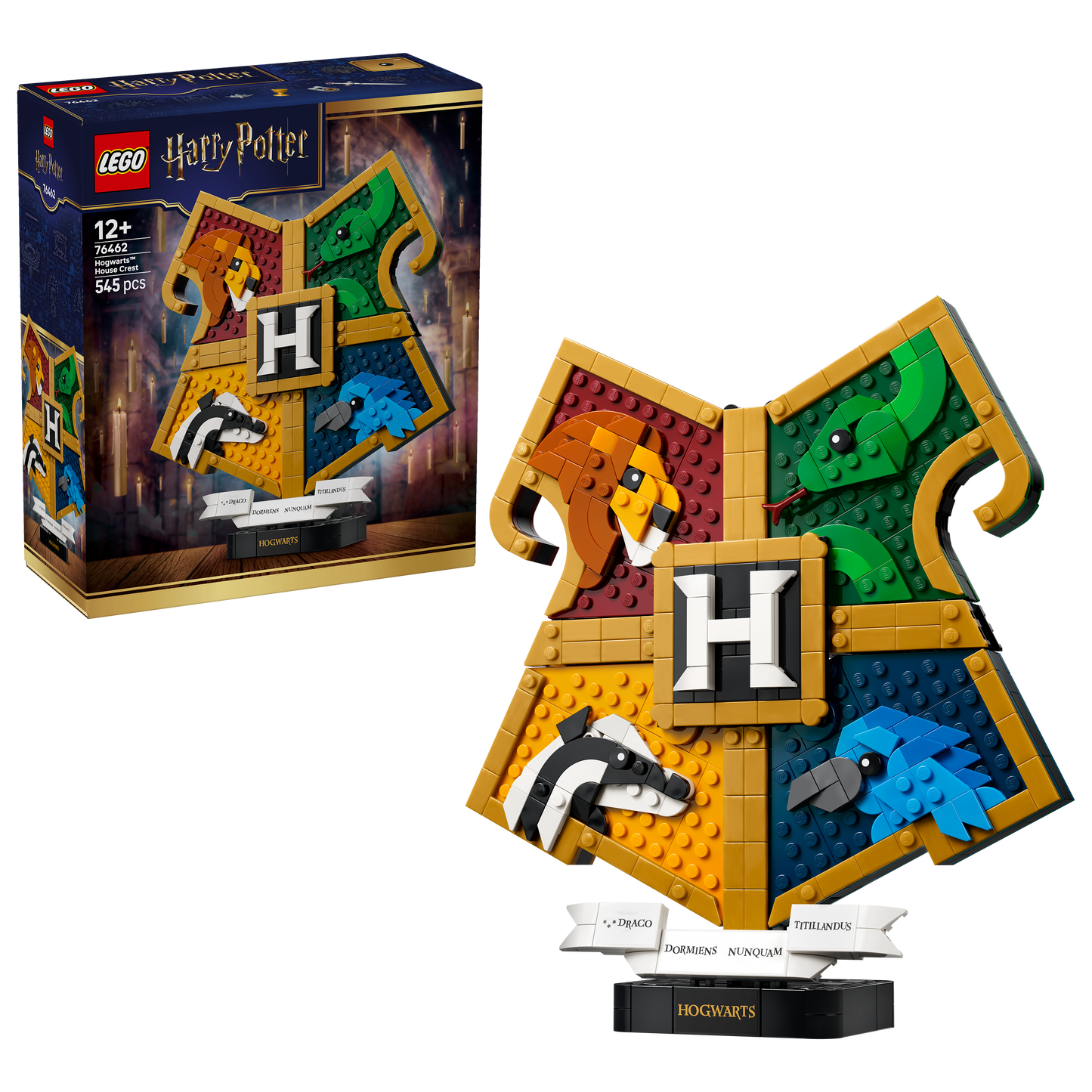 LEGO Harry Potter Zweinstein Afdelingswapen Speelgoed voor Kinderen - 3D-Wanddecoratie met Dieren Figuren - Kinderkamer Decoratie - Cadeau voor Meisjes, Jongens en Fans Vanaf 12 Jaar - 76462