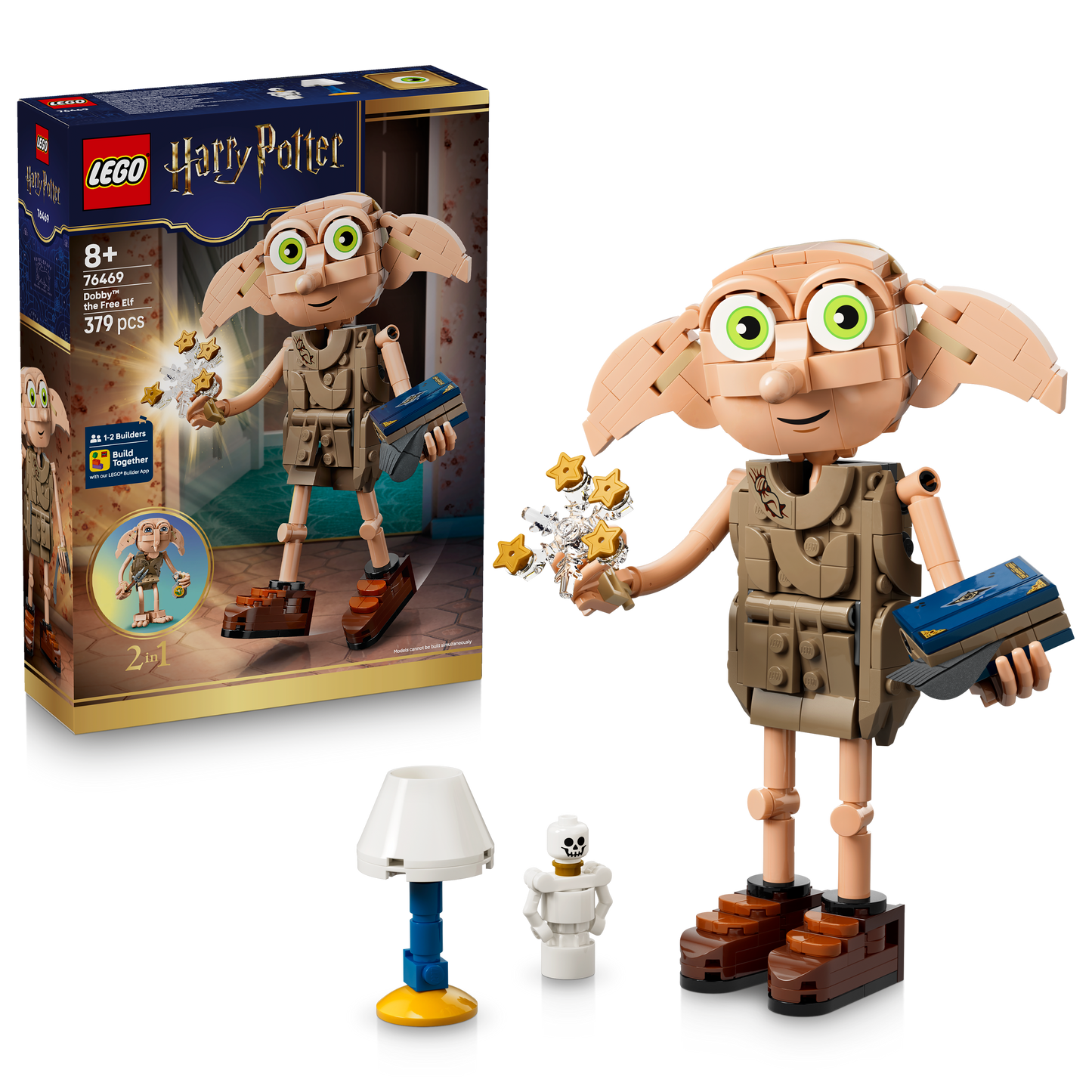 LEGO Harry Potter 2in1 Dobby de Vrije Elf Speelgoed - Bouwpakket voor Kinderen - Verandert in Knijster Figuur - Kinderkamer Decoratie - Cadeau voor Meisjes, Jongens en Fans Vanaf 8 Jaar - 76469