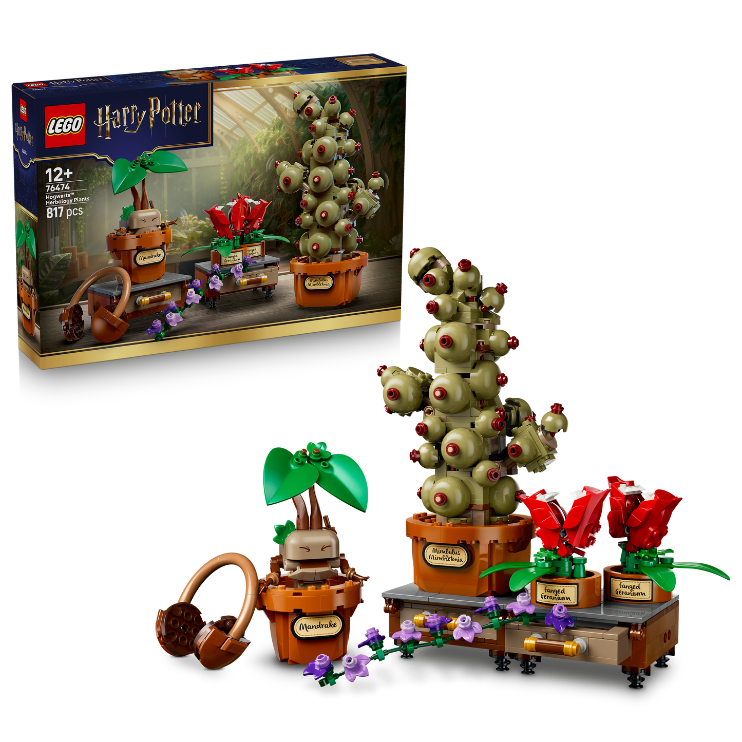 LEGO Harry Potter Zweinstein Kruidenkunde Planten - Speelgoed voor Kinderen met Kunstmatige Planten en Bloemen - Kinderkamer Decoratie - Cadeau voor Meisjes, Jongens en Fans Vanaf 12 Jaar - 76474