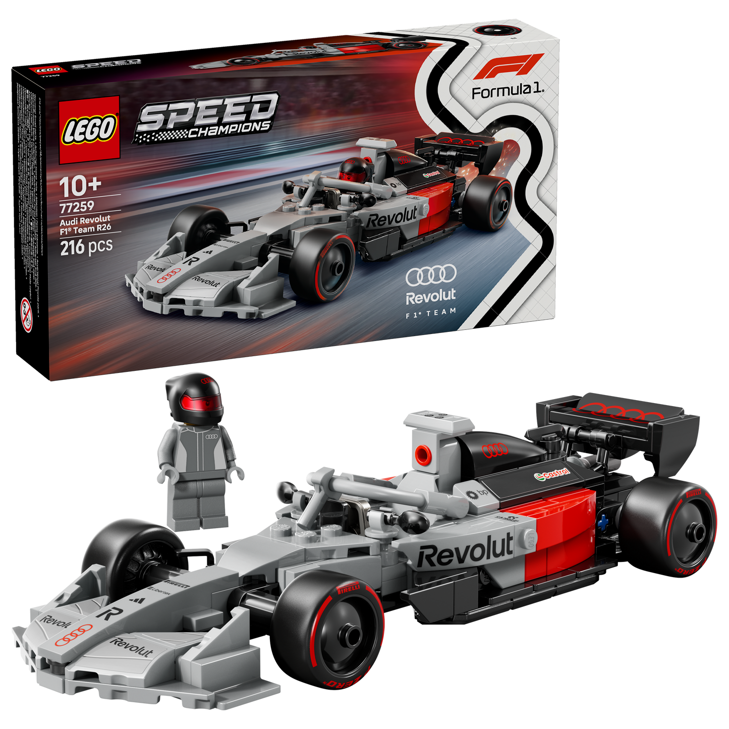LEGO® Speed Champions Audi Revolut F1® Team R26 Race Car Toy Building Set with 1 Minifigure 77259