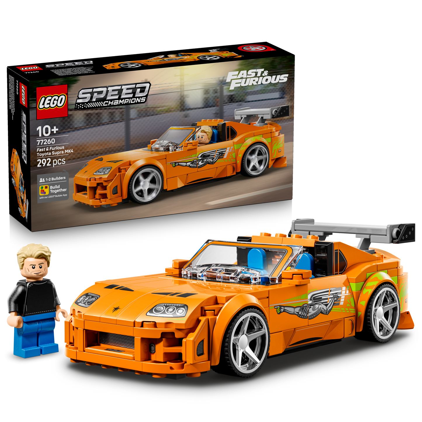LEGO Speed Champions The Fast and The Furious Toyota Supra MK4 Auto Speelgoed voor Kinderen - Bouwpakket met Brian O’Conner Minifiguur - Cadeau voor Jongens, Tieners en Fans Vanaf 10 Jaar 77260