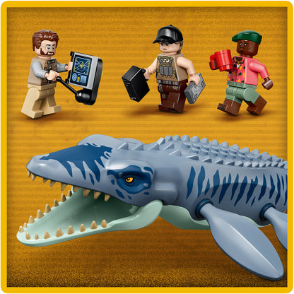 LEGO Jurassic World Mosasaurus Bootaanval - Dinosaurus Speelgoed voor Kinderen Vanaf 7 Jaar - Bouwpakket met 3 Minifiguren en Voorgevormd Dino Model - Cadeau voor Jongens en Meisjes 77983